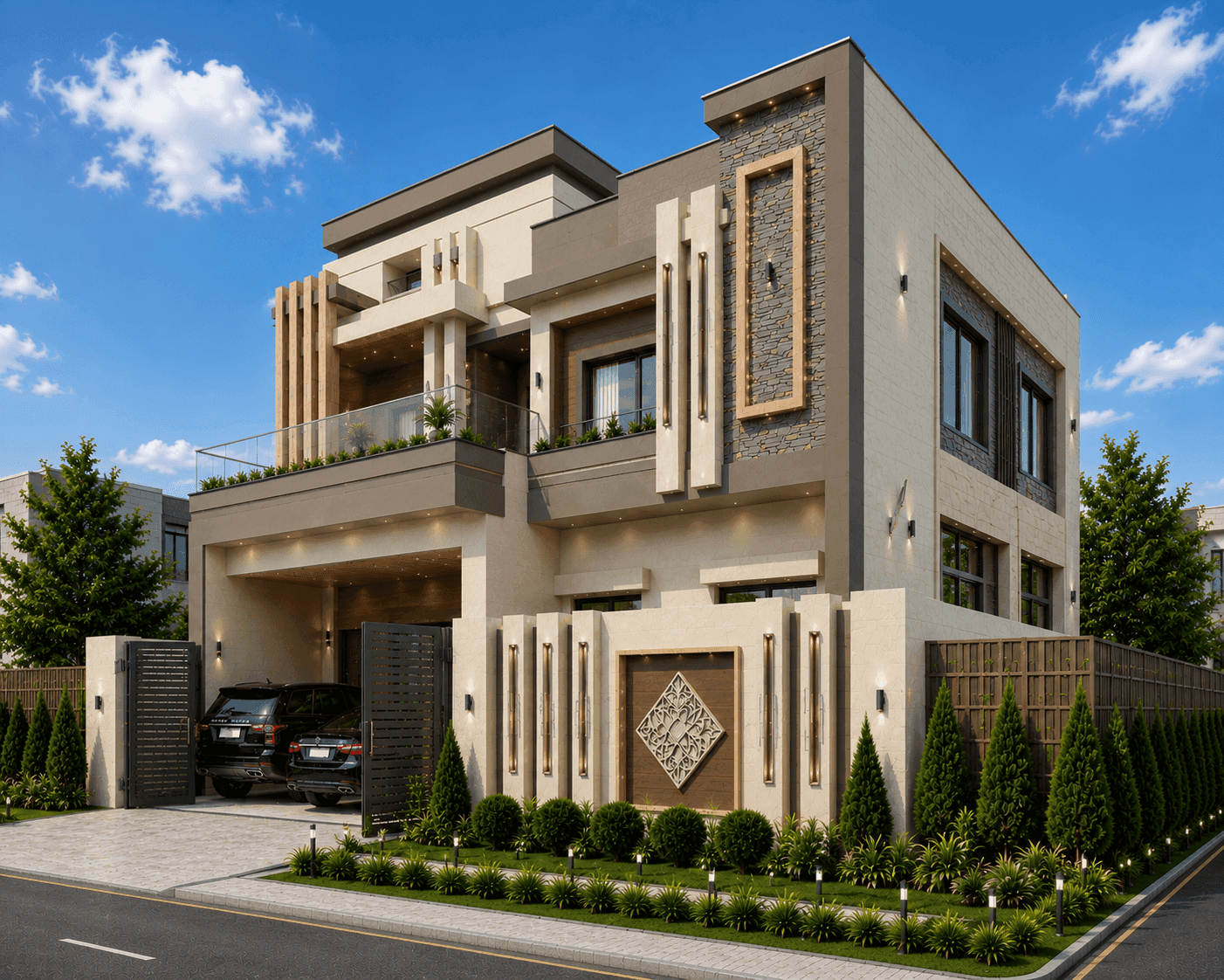 Contemporary villa elevation by Structure & Soul